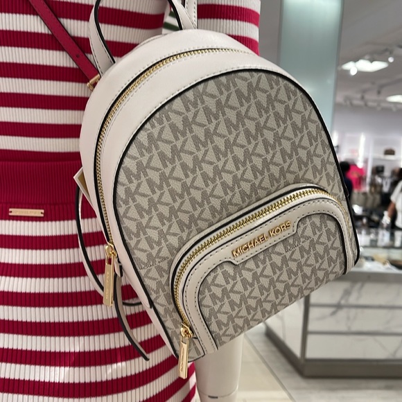 Michael Kors Ladies Backpack Bag Jaycee XS Conv Zip Backpack Light Cream Multi - Picture 12 of 16